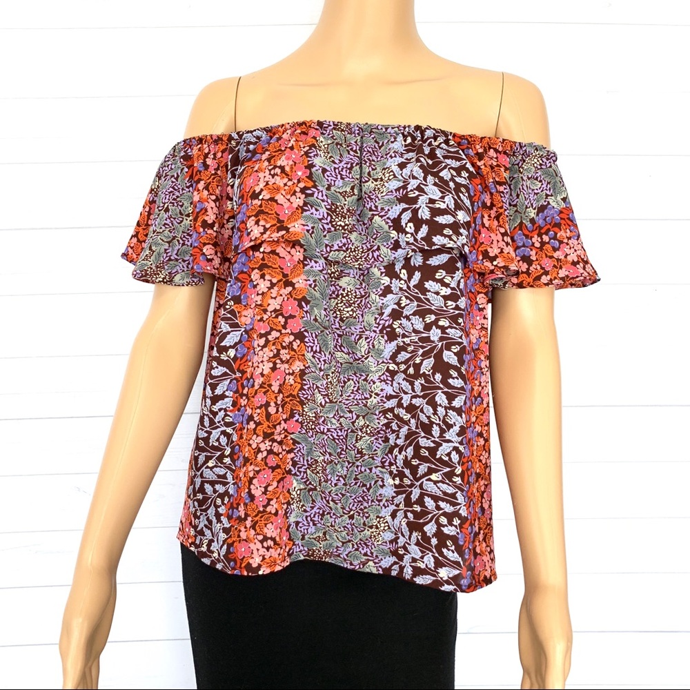 Maeve Floral Print Off The Shoulder Top Size S - Picture 4 of 8